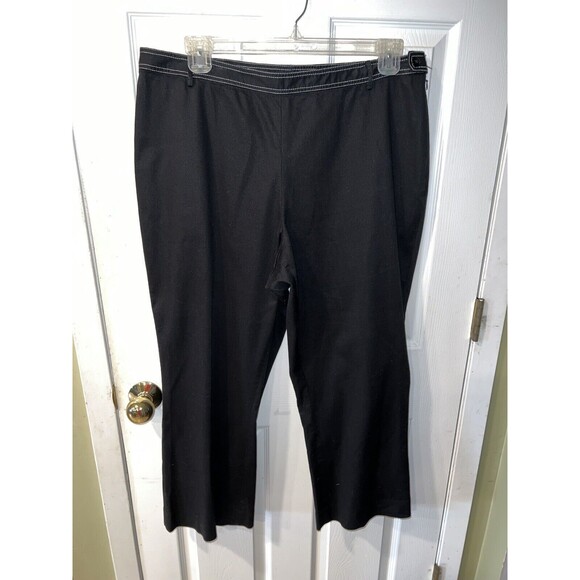 Neiman Marcus Pants Womens Plus 18 crop Side Zip Stretch Textured Black casual - Picture 8 of 8
